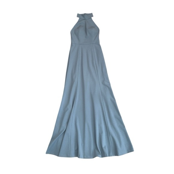 Jenny Yoo Collection Petra Dusty Mayan Blue Halter Neck Maxi Dress Size 2‎ - Picture 3 of 10